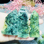 Natural Prehnite Crystal Tower Stone Crystal Point Obelisk for Home Decoration