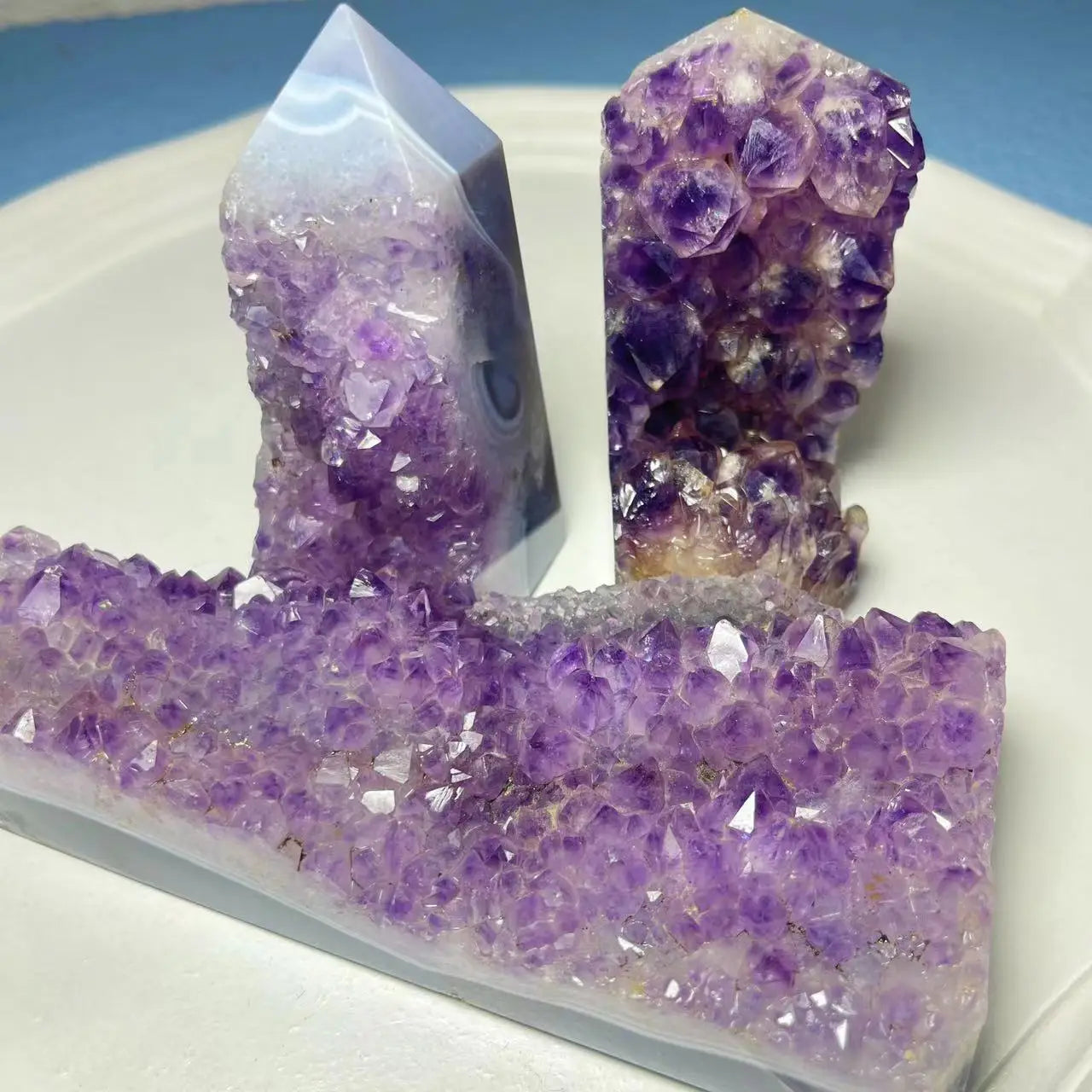 Natural Quartz Crystal Points Druzy Amethyst Tower Crystal Point Geode Cluster