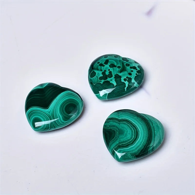 Malachite heart palm stone polished