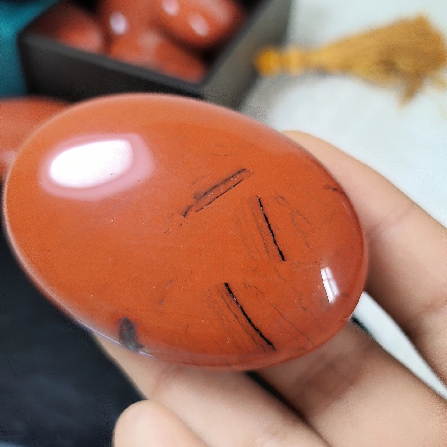 Premium Quality Natural Red Jasper Palm Stone for & Home Decoration