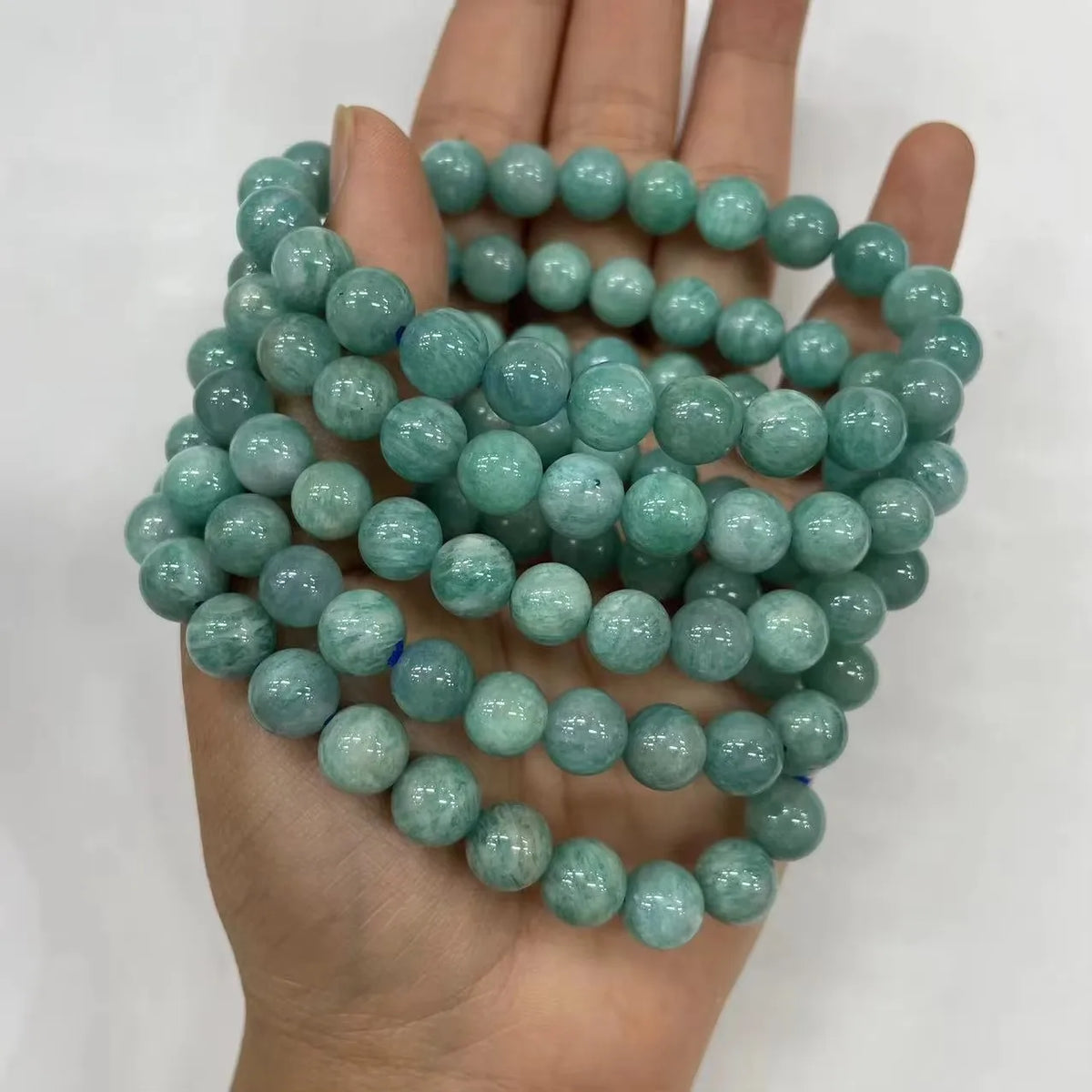 Crystal bead bracelets, 8 mm, green stone