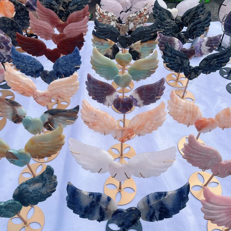 Natural Crystal Wing Carving, About 20 cm