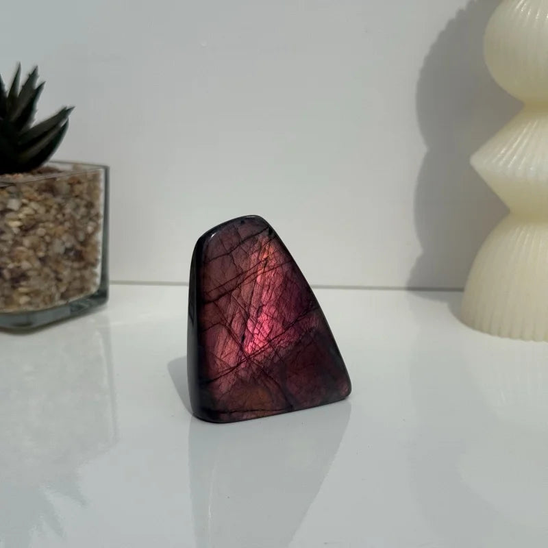 Labradorite freeform with peach orange flash