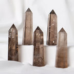 Natural smoky quartz tower reference view