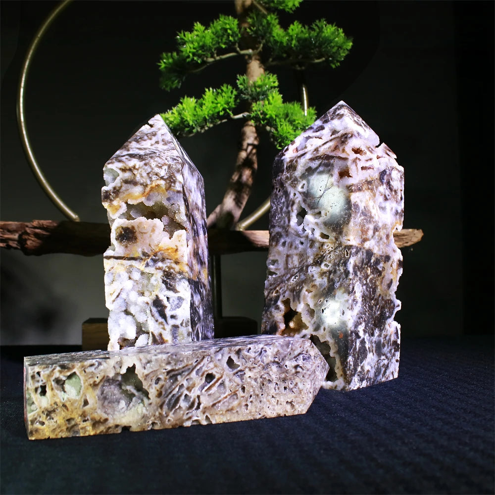Natural Crystal Flashy Shine Druzy Point Sphalerite Tower Crystal for Decoration