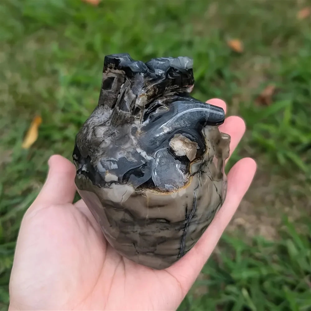 Volcanic Agate Heart Modern Decorative Ornaments Special Gifts for Others Crystal Decor