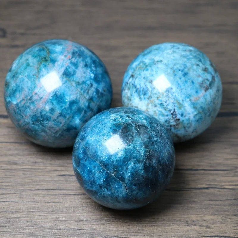 Blue apatite crystal spheres