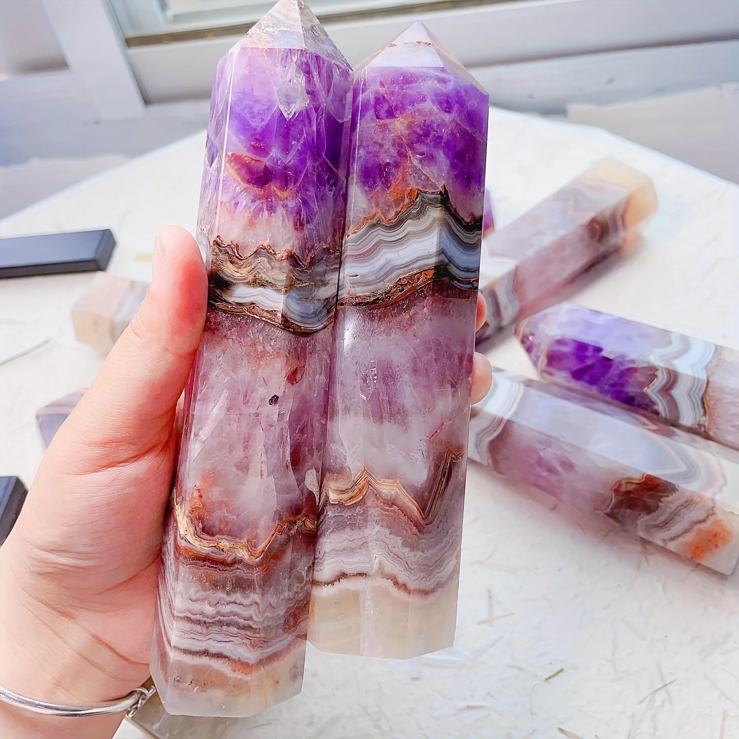 Natural Amethyst Agate Tower