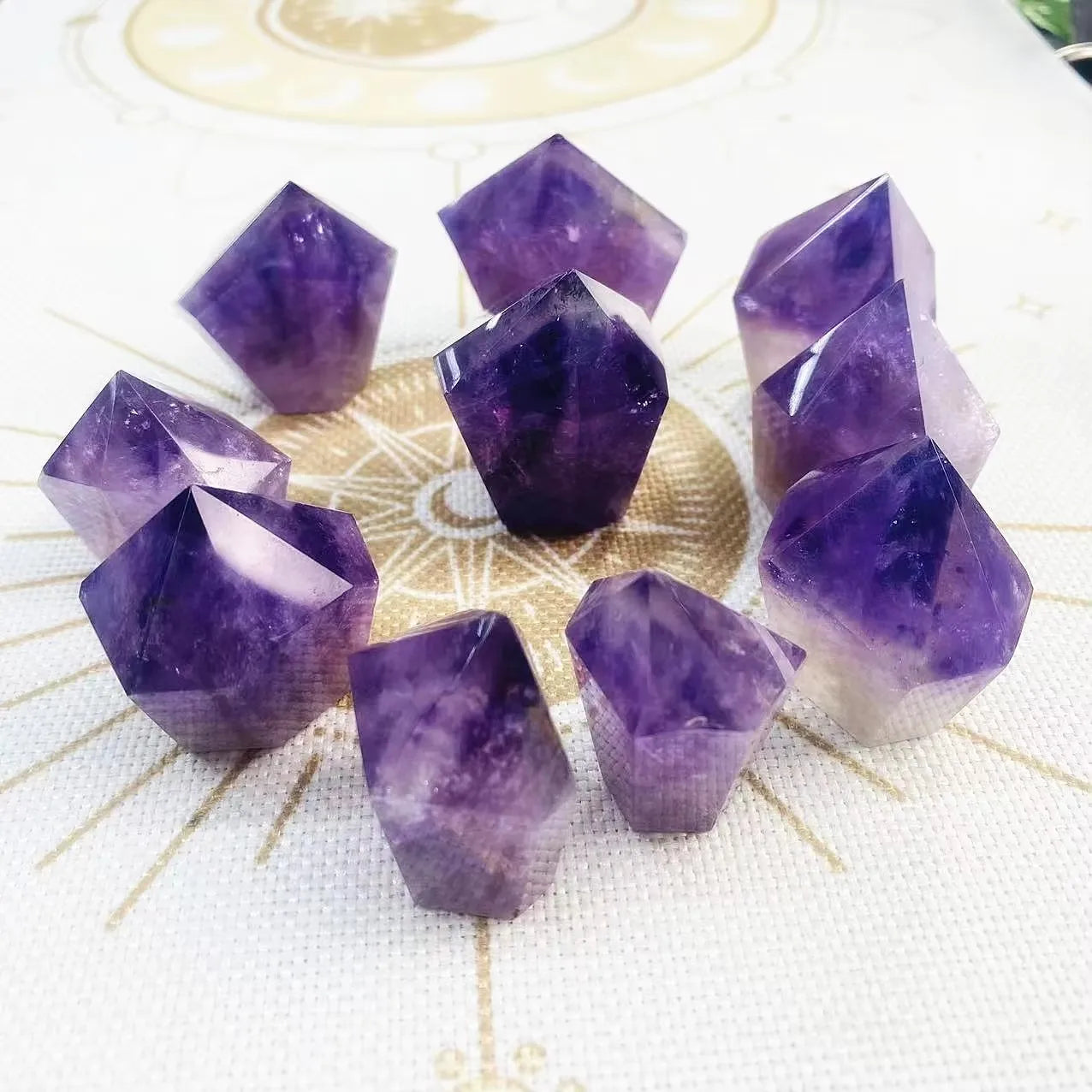 Natural Amethyst Point Mini Cake Shape Crystal Tower for Decoration Gifts