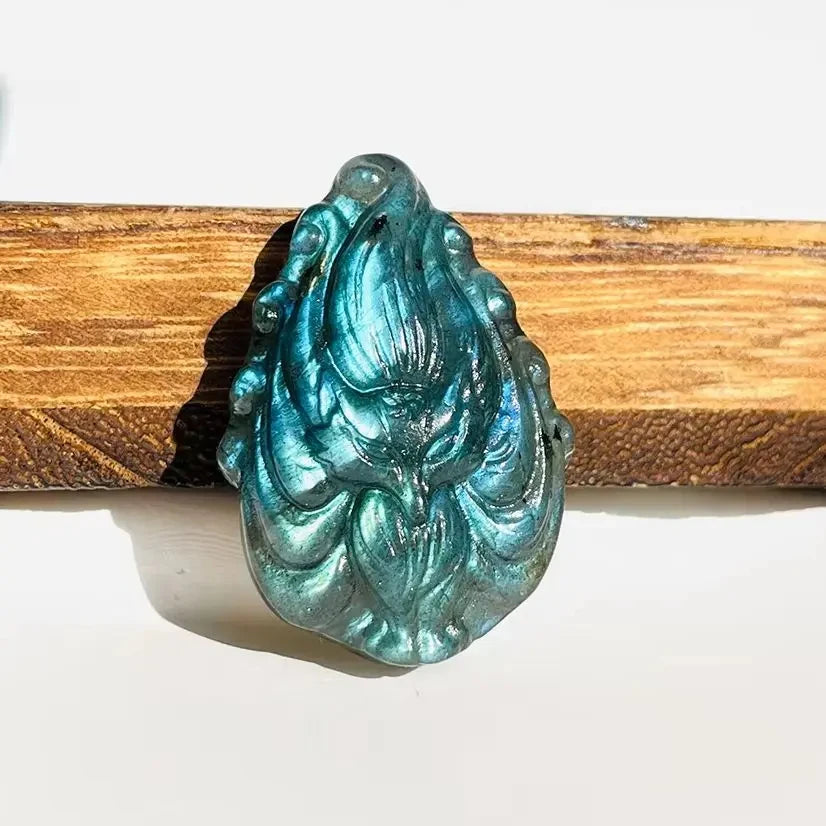 Labradorite Nine-Tailed Fox Carving