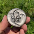 Hand Carved Natural Sheen Golden Obsidian Sun And Moon Face Carving Sheen Golden Obsidian Crystal Sun And Moon Face Craft