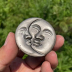 Hand Carved Natural Sheen Golden Obsidian Sun And Moon Face Carving Sheen Golden Obsidian Crystal Sun And Moon - Standard