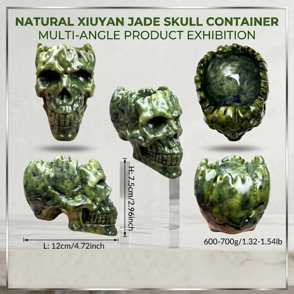 Xiuyan Jade Skull Storage Container