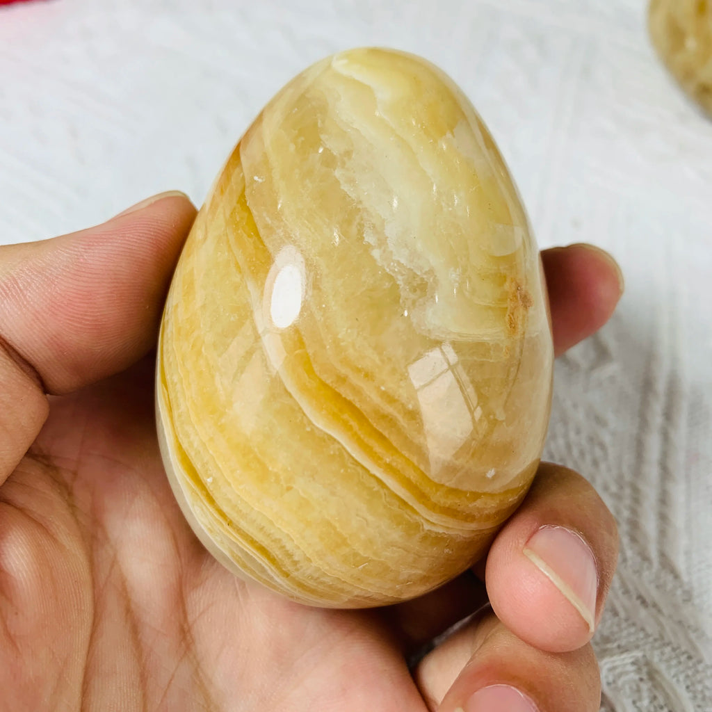 Natural Crystal Big Size Amber Calcite Eggs for Home Decor