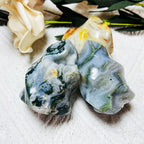 Natural Crystals Stone Hand Carving Moss Agate Flame of Loose Gemstone