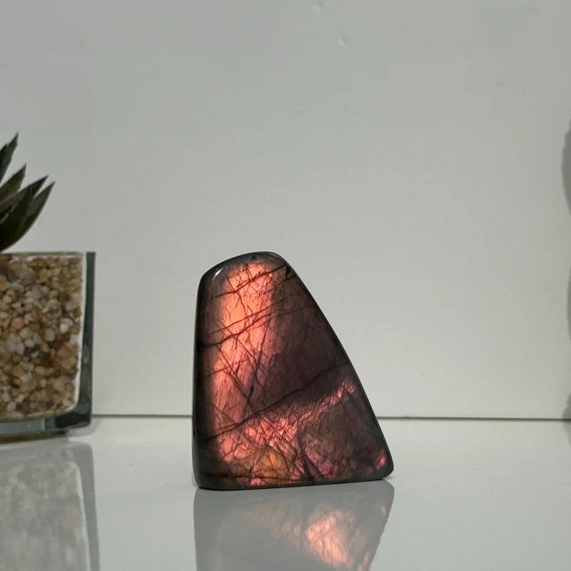Labradorite freeform with peach orange flash
