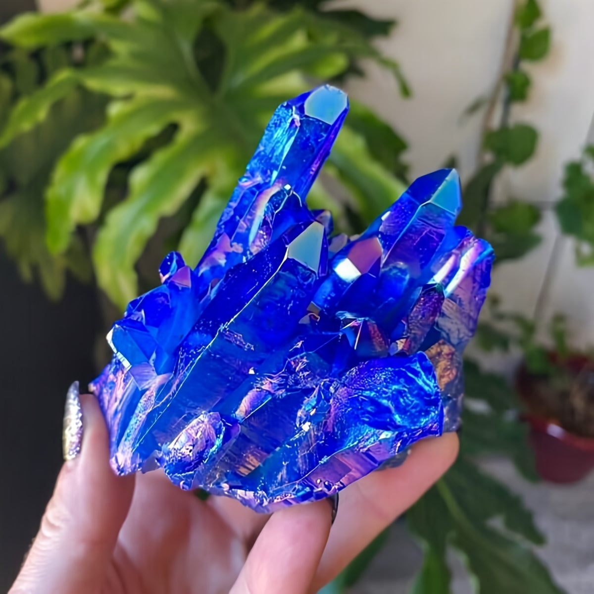 Gemstone Stone Rainbow Royal Blue Crystal Cluster for Home Decor