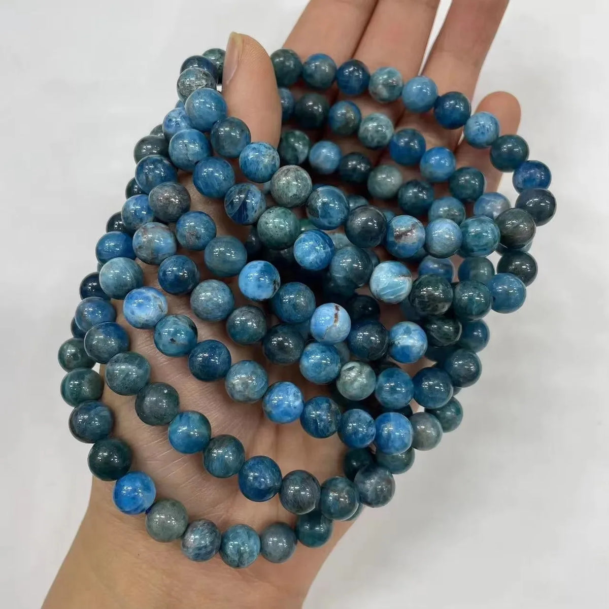 Crystal bead bracelets, 8 mm, teal blue stone