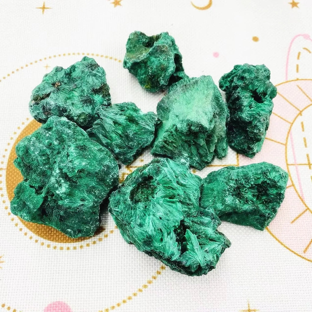 Velvet Raw Crystal Cluster Malachite Stone Mineral Specimen for Collectibles Decoration