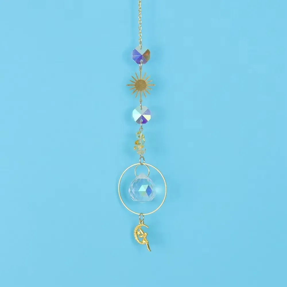 Crystal chip sun catcher hanging ornament, Amethyst