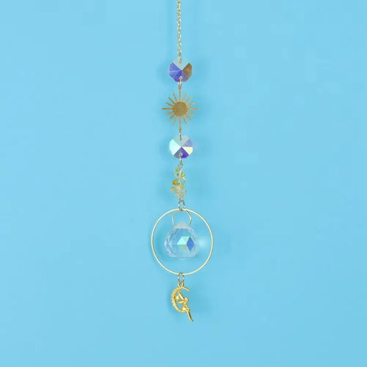 Crystal chip sun catcher hanging ornament, Amethyst