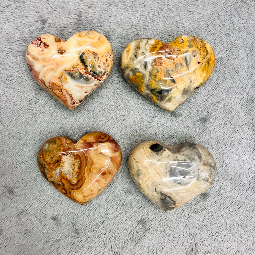 Natural Crystal Stones Crazy Agate Crystal Heart Carving for Ornaments