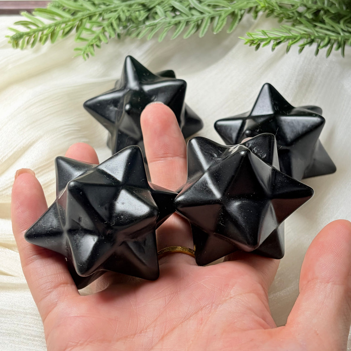 Black Obsidian Merkaba Star, About 5 cm