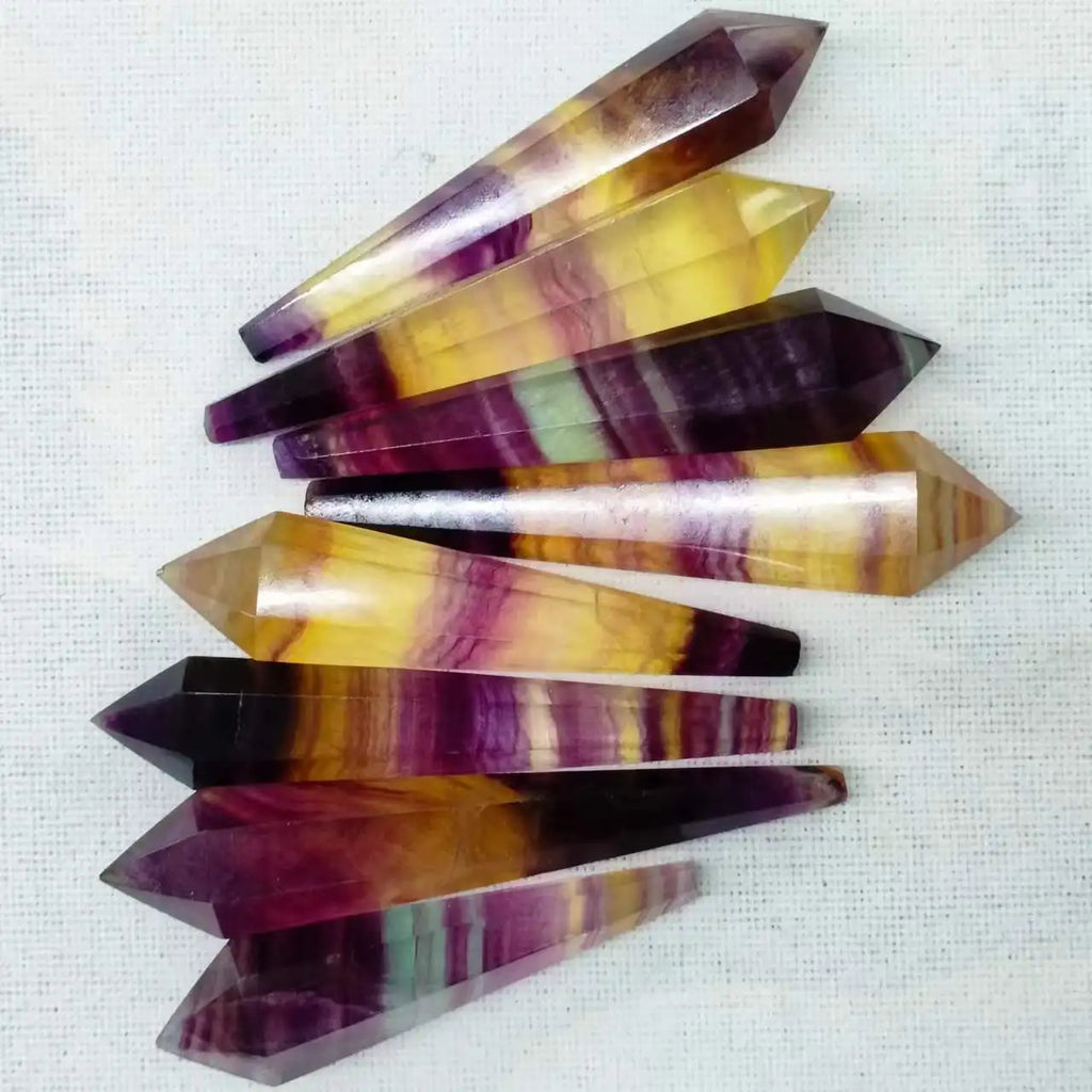 Natural Fluorite Double Terminated Points Crystal Dt Towers
