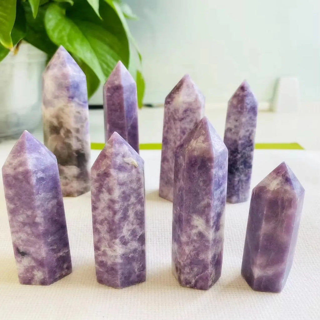 Natural Stone Lepidolite Point Purple Mica Crystal Tower for Home Gift Decoration