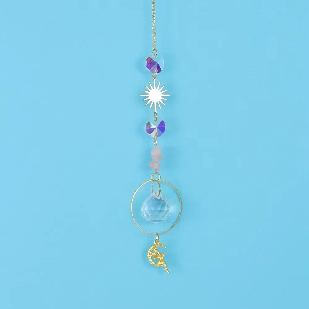 Crystal chip sun catcher hanging ornament, Green Aventurine