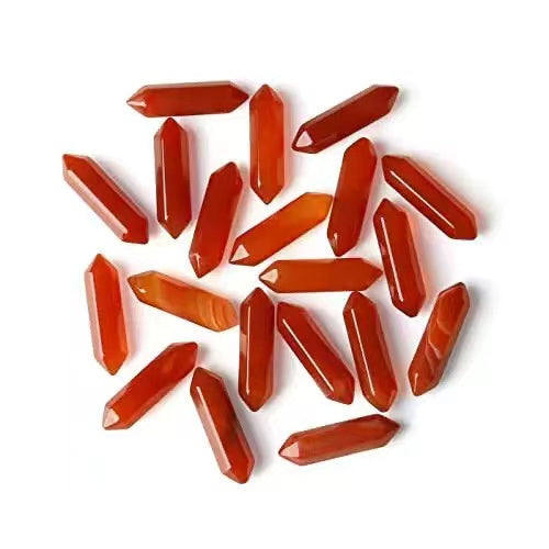 Mixed Double-Point Crystal Set — 20 Pieces — Carnelian agate