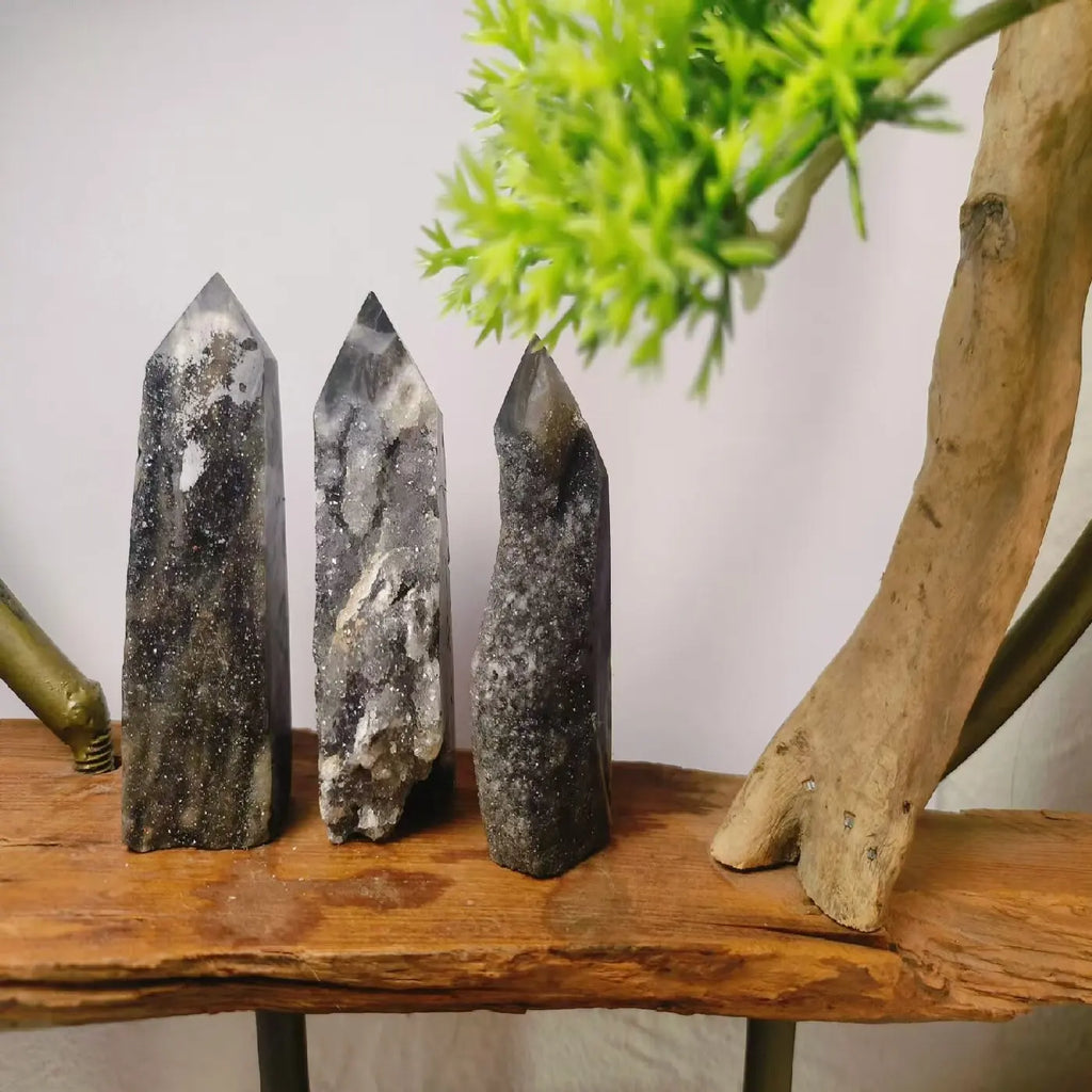 Natural Druzy Sphalerite Tower Point for Decoration Crystal Decor