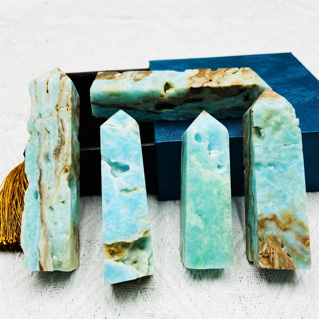 Natural Blue Aragonite Towers, 1 kg Lot