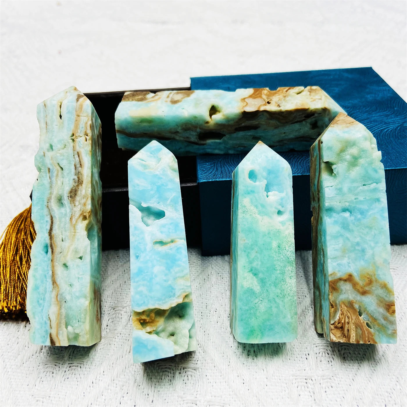 Natural Blue Aragonite Towers, 1 kg Lot