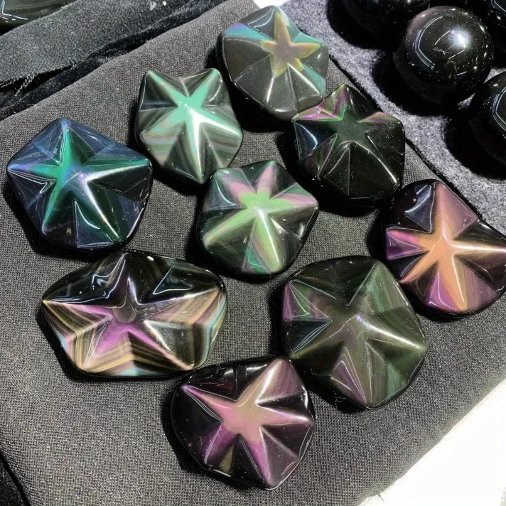 Rainbow Obsidian Crystal Crafts Unique Collector Stone for Aesthetic Home Display