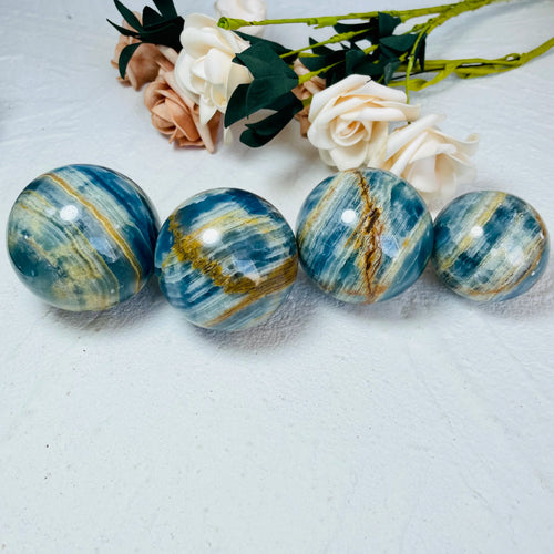 Blue Onyx Banded Crystal Sphere