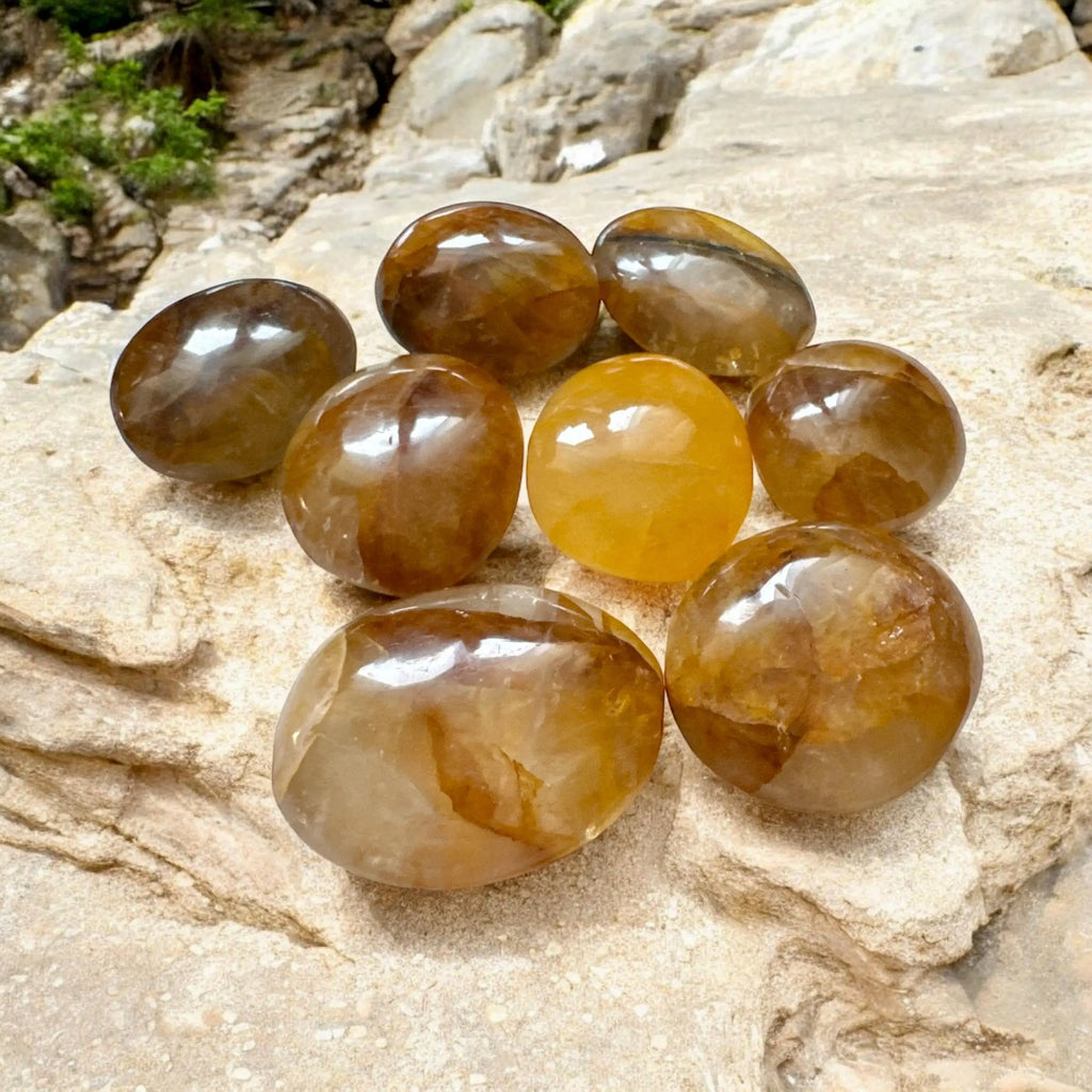 Polished Golden Crystal Palm Stone