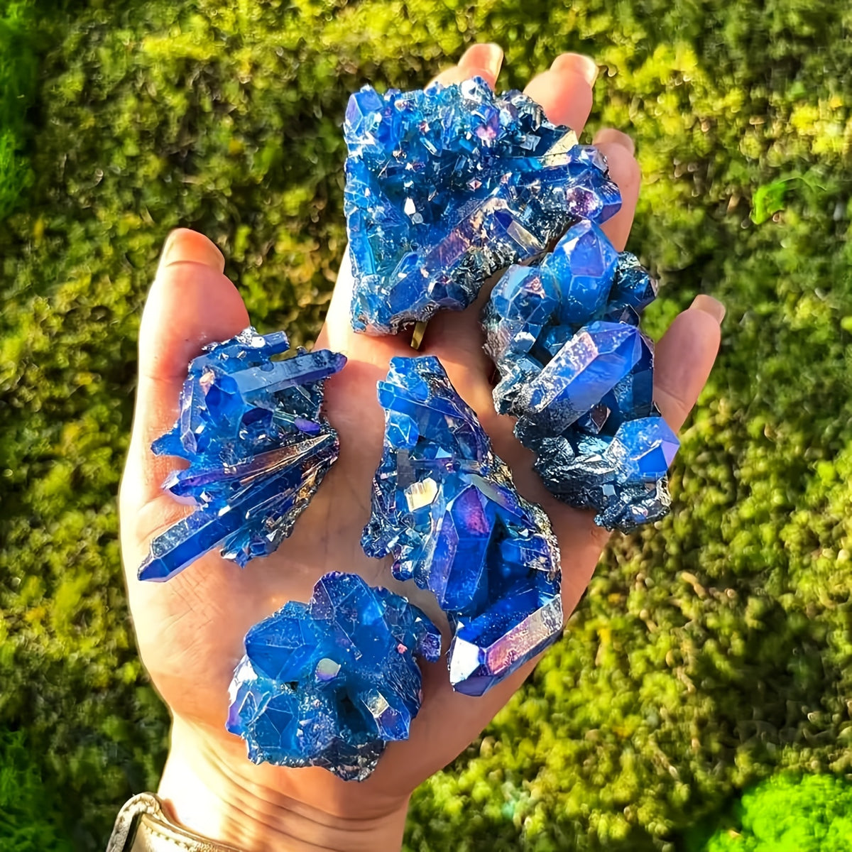 Gemstone Stone Rainbow Royal Blue Crystal Cluster for Home Decor