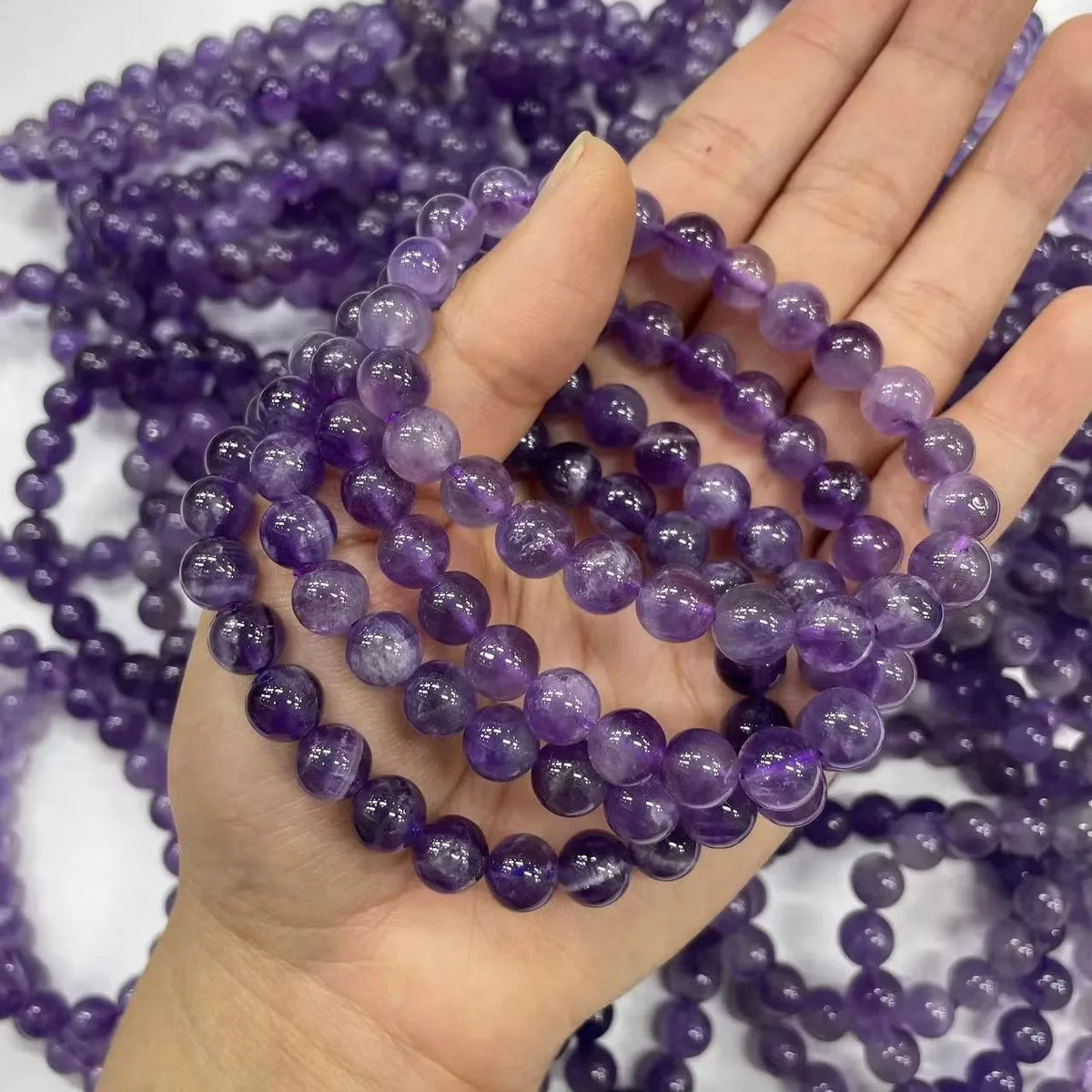 Crystal bead bracelets, 8 mm, purple stone