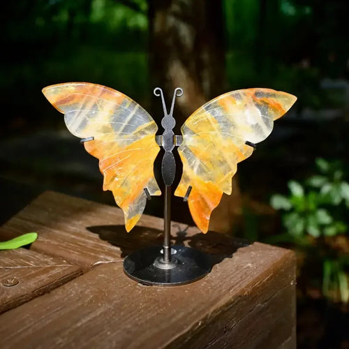 Butterfly Wings Carved Natural Crystal Butterfly Fairy Wings Crystal Decor Beautifully Presents - Standard