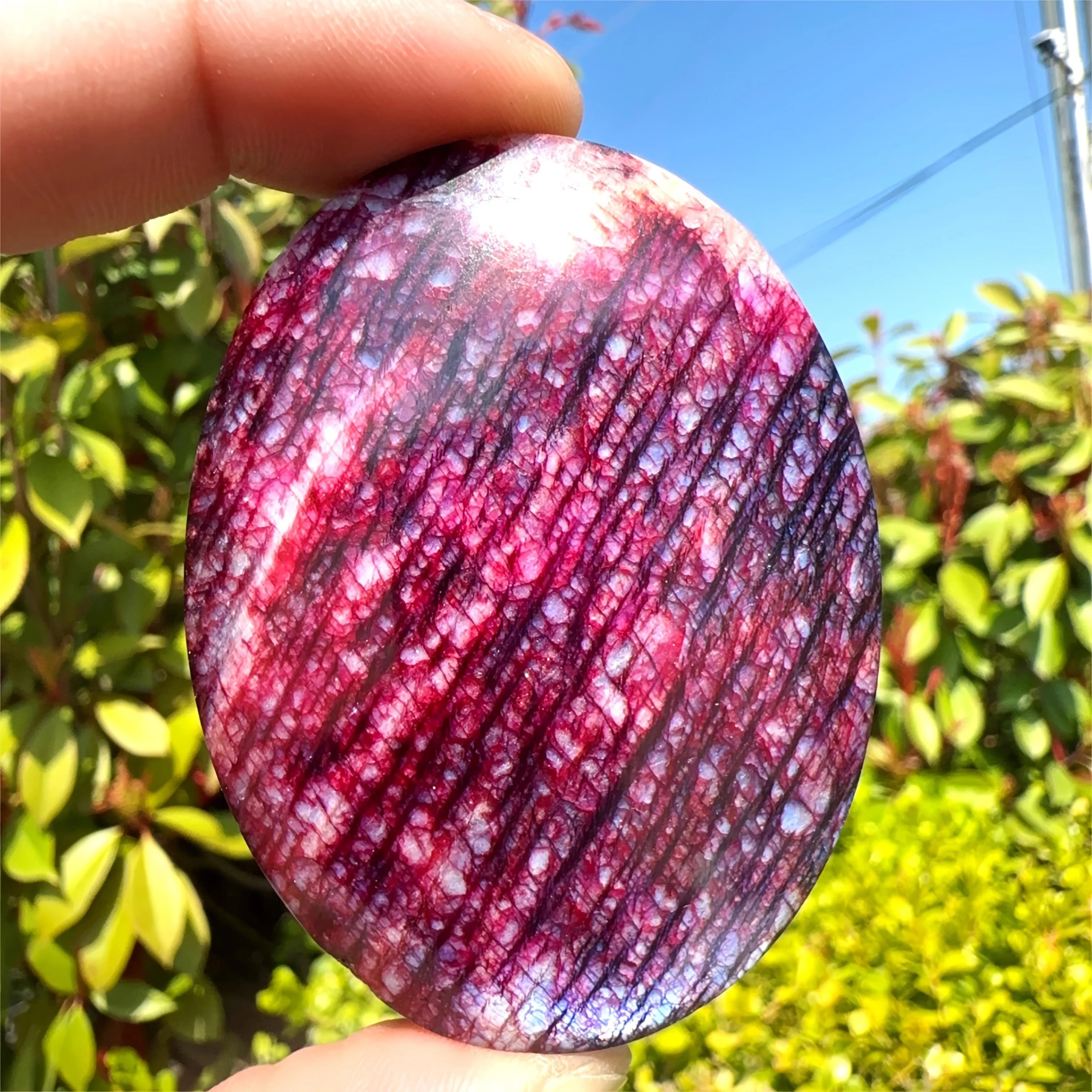 Natural Crystal Stone Strong Flash Red Moonstone Palmstone for DecorationPolished