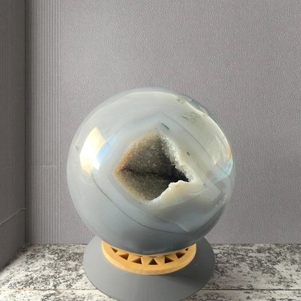 Natural Crystal Polished Grey Agate Ball MT Brand Fashion Trend Decorative Item
