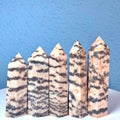 Crystal Gemstone Quartz Tower Polishing Pink Zebra Jasper Point for Decoration