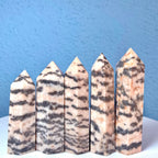 Crystal Gemstone Quartz Tower Polishing Pink Zebra Jasper Point for Decoration