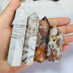 Natural Crystal Tower Mexican Crazy Lace Agate Point for Decoration