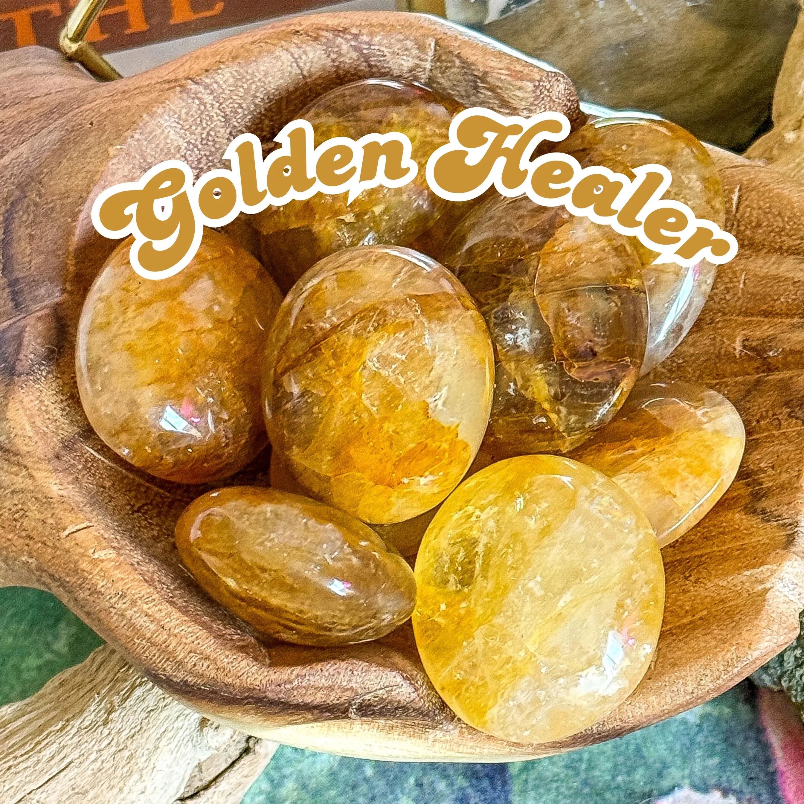 Crystal Gemstone Golden Healer Polished Heart Model Love Souvenir Craft Home Decor Carved