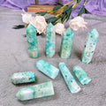 Natural Dark Green Phoenix Pine Stone Crystal Point Tower for and Home Decoration