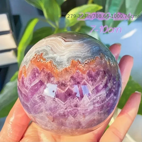 Natural Hand Polished Amethyst Agate Sphere Natural Purple Crystal Ball Layered Mineral Stone Gift Home Decoration