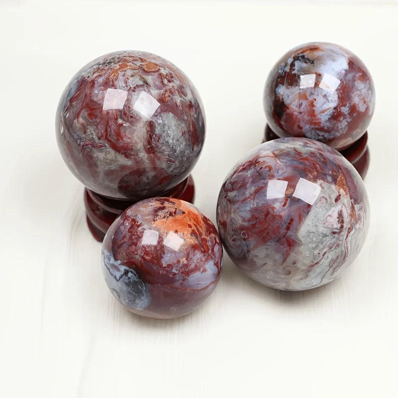 Natural Red Blood Agate Sphere Natural Crystal Rough Stone for Gifts and Decor