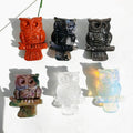 Hand-carved Crystal Owl Polished Carved Crafts clear Quartz Red Jasper Crystal Stone for Gift